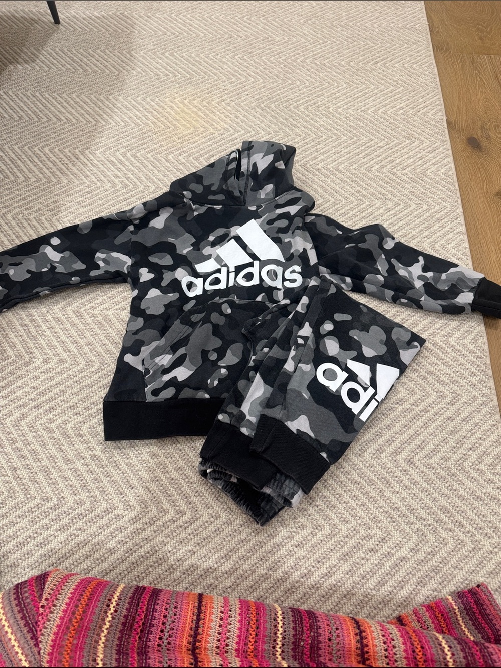 adidas Black & Gray Camo Hoodie and Joggers Set